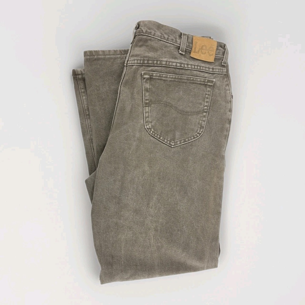 Vintage 1993 Lee Mens 40x32 Regular Fit Straight Leg Jeans Khaki Brown Denim